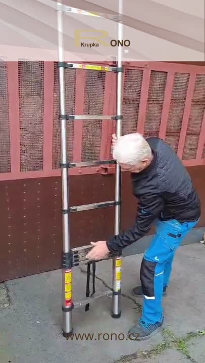 Teleskopický žebřík - video ukázka vysouvání a skládání teleskopického žebříku.